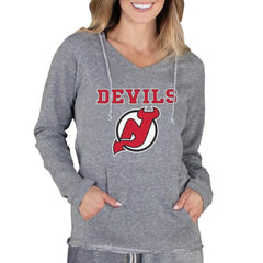 New Jersey Devils Concepts Sport Women's Mainstream Terry Tri-Blend Long Sleeve Hooded Top