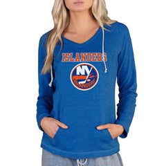 New York Islanders Concepts Sport Women's Mainstream Terry Tri-Blend Long Sleeve Hooded Top