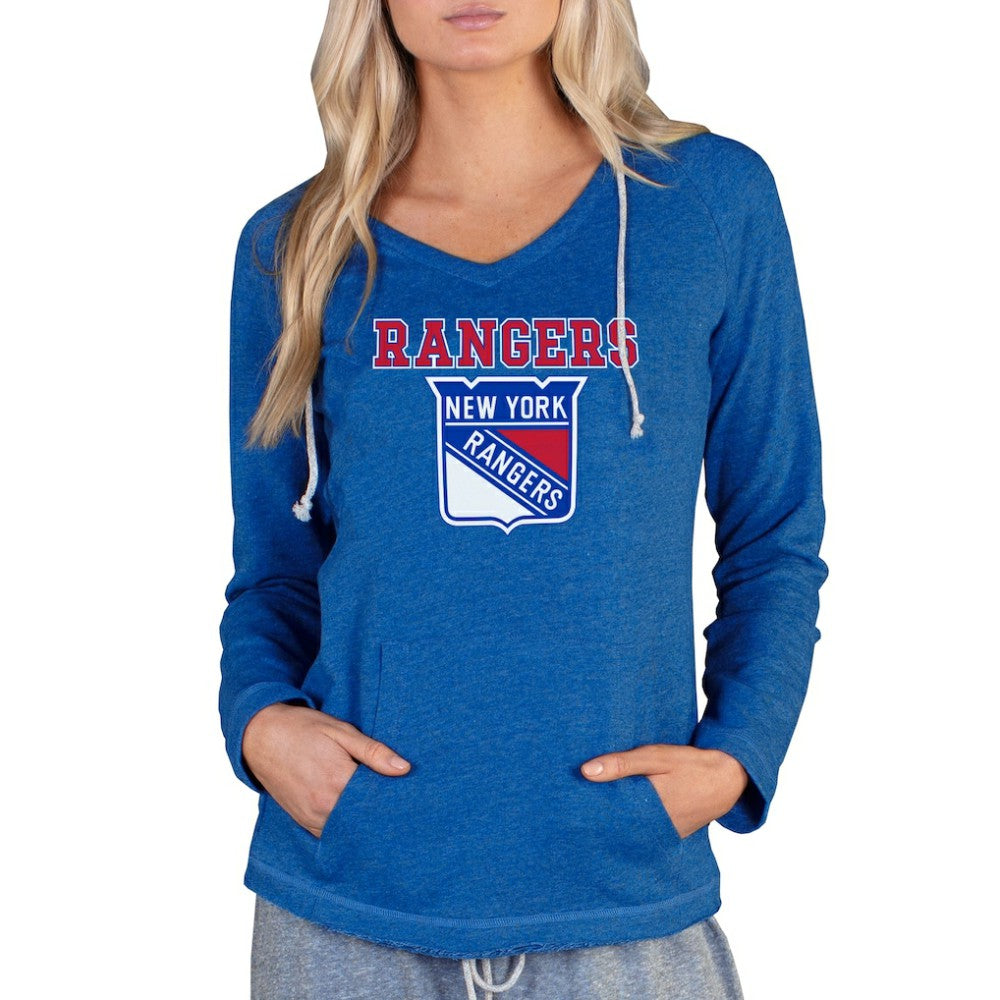 New York Rangers Concepts Sport Women's Mainstream Terry Tri-Blend Long Sleeve Hooded Top
