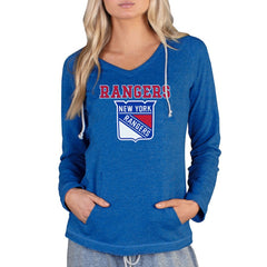 New York Rangers Concepts Sport Women's Mainstream Terry Tri-Blend Long Sleeve Hooded Top
