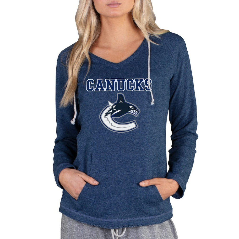 Vancouver Canucks Concepts Sport Women's Mainstream Terry Tri-Blend Long Sleeve Hooded Top