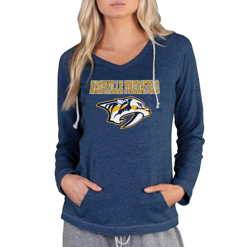 Nashville Predators Concepts Sport Women's Mainstream Terry Tri-Blend Long Sleeve Hooded Top