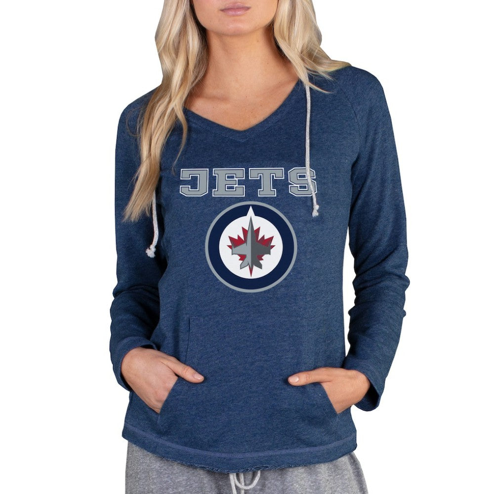 Winnipeg Jets Concepts Sport Women's Mainstream Terry Tri-Blend Long Sleeve Hooded Top