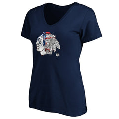 Chicago Blackhawks Women's Banner Wave Logo V-Neck T-Shirt T-Shirt
