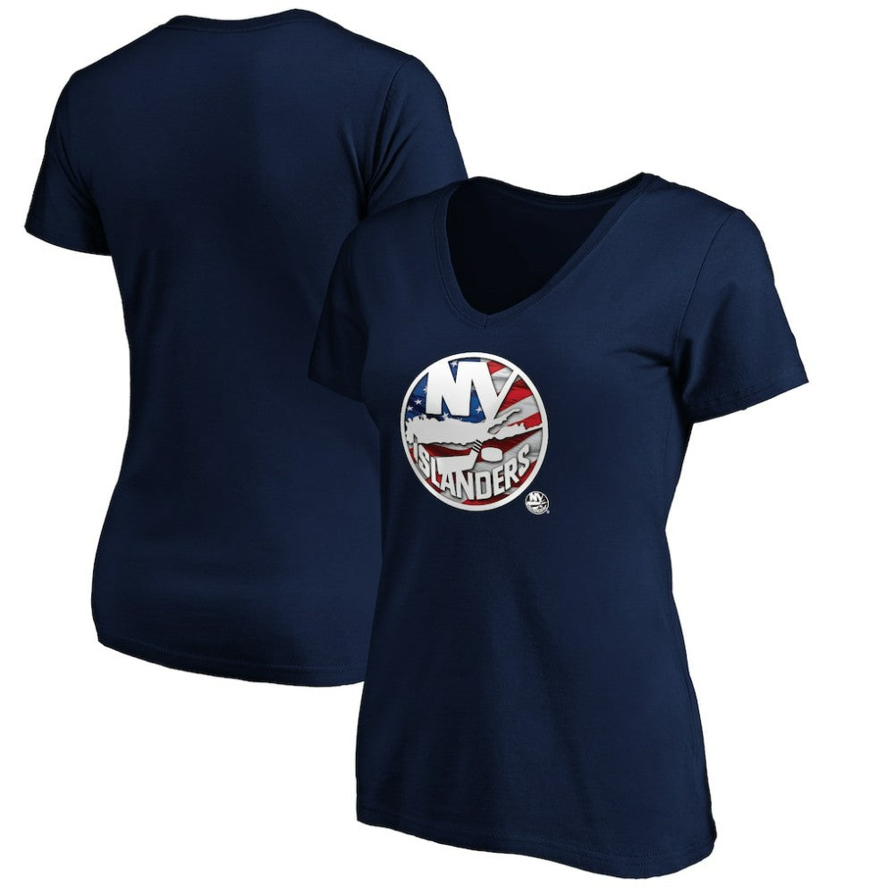 New York Islanders Women's Banner Wave Logo V-Neck T-Shirt T-Shirt