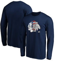 Chicago Blackhawks Banner Wave Logo Long Sleeve T-Shirt