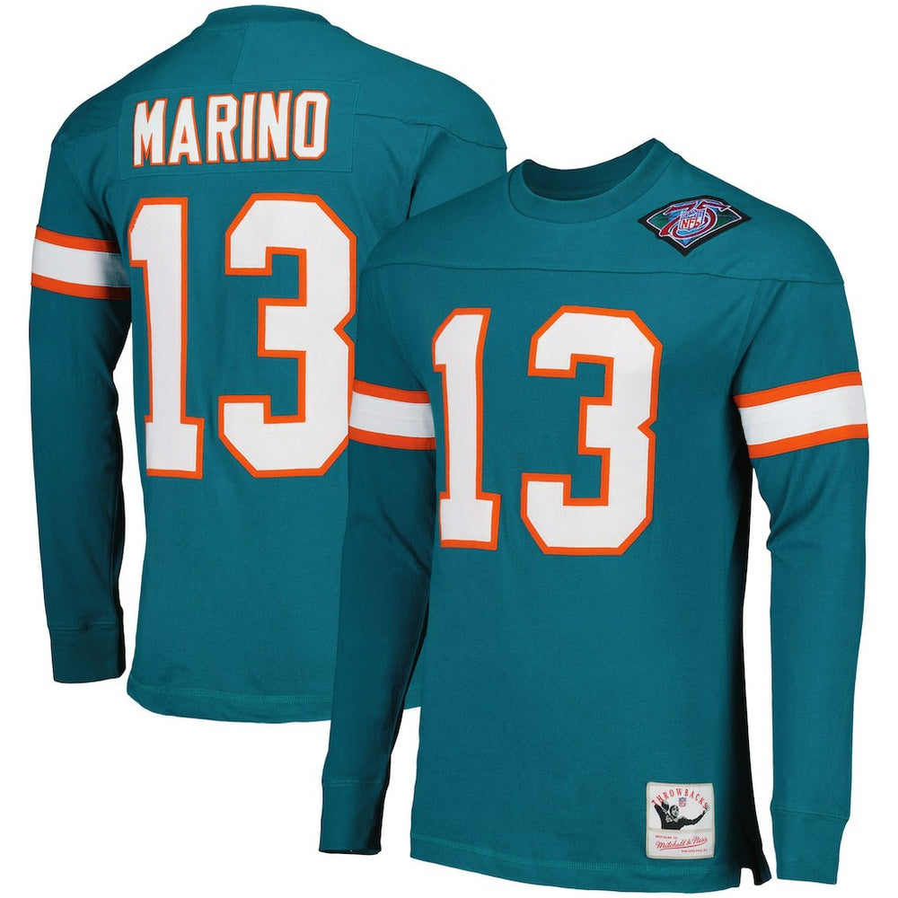 NFL Miami Dolphins Dan Marino Throwback Retired Player Name & Number Long Sleeve Top