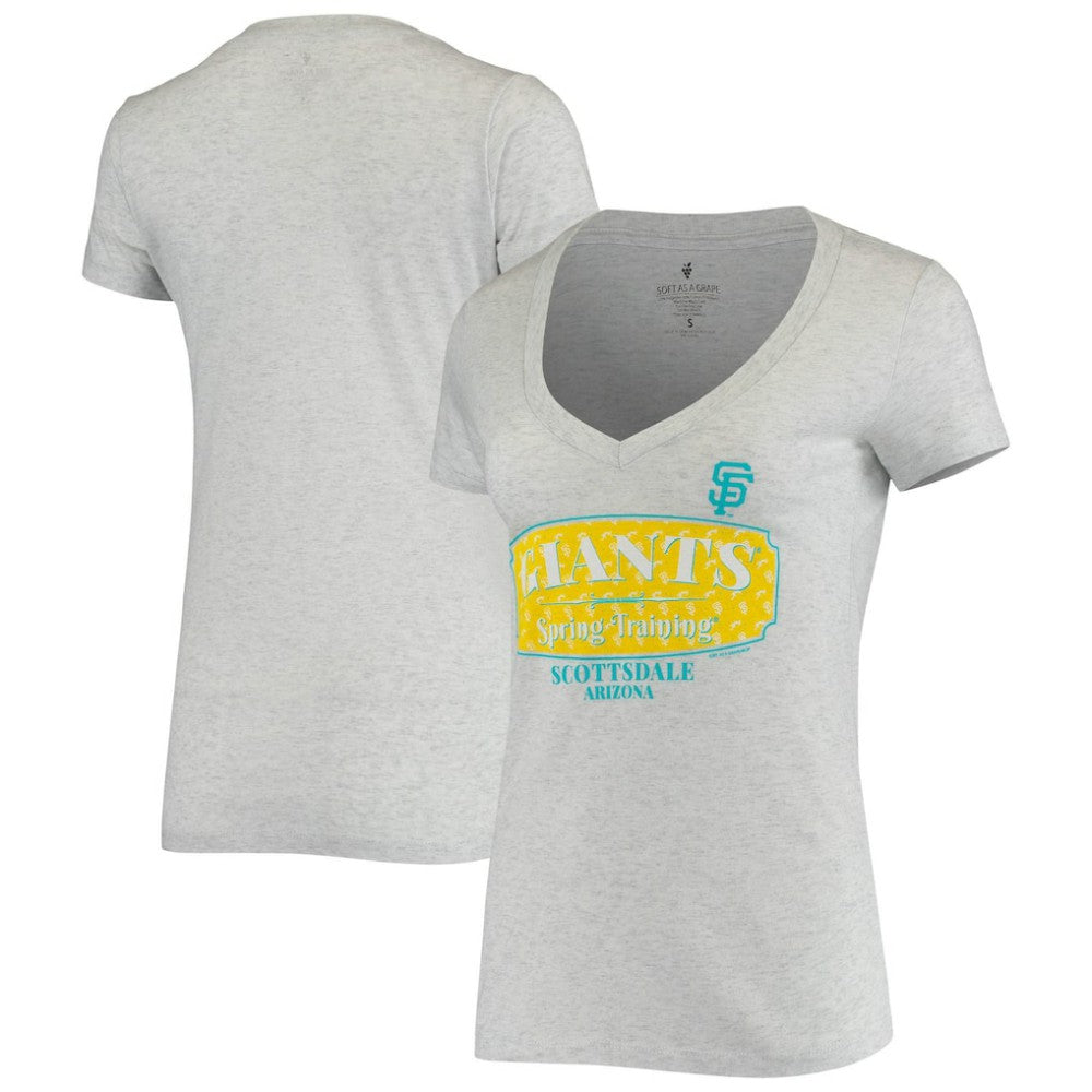 San Francisco Giants Soft as a Grape Women's Spring Training Tropical Banner T-Shirt - Heathered Gray