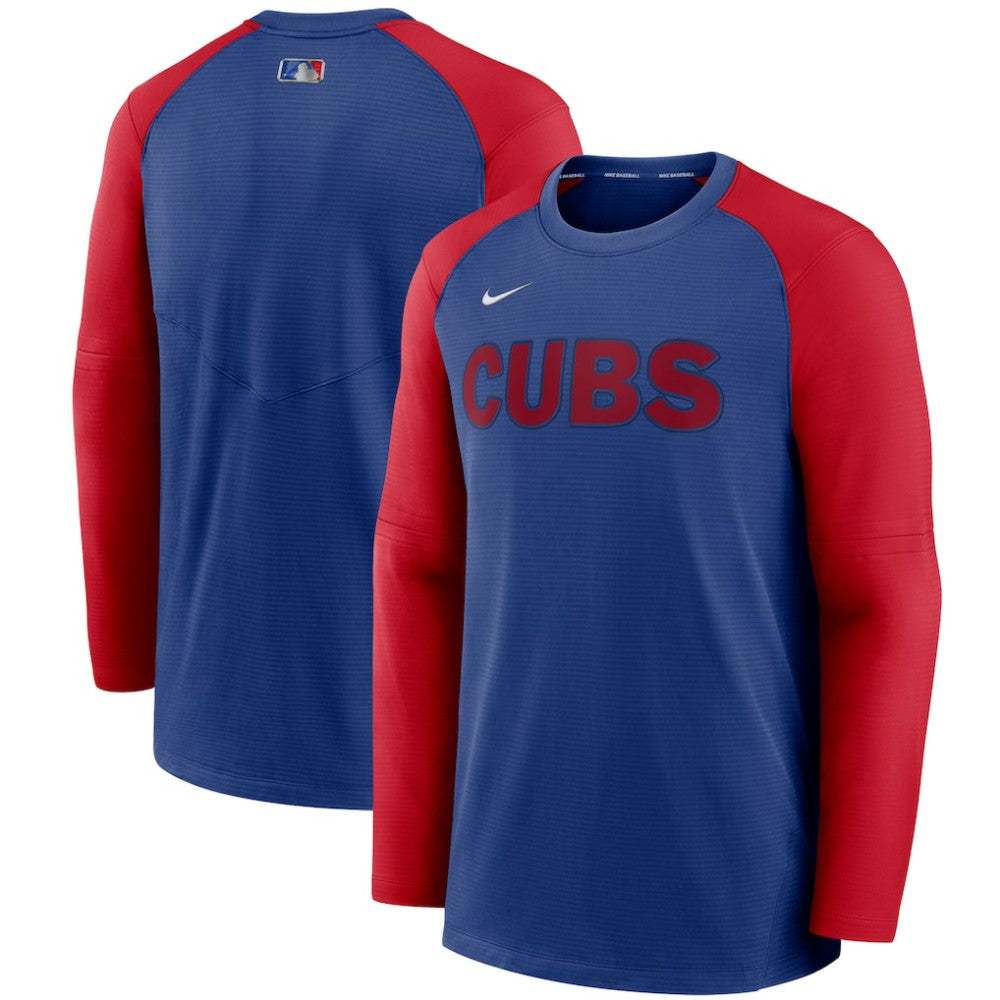 Chicago Cubs Authentic Collection Pregame Performance Raglan Pullover Sweatshirt - Royal/Red | Nike