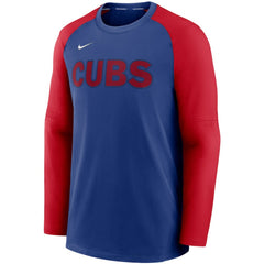 Chicago Cubs Authentic Collection Pregame Performance Raglan Pullover Sweatshirt - Royal/Red | Nike