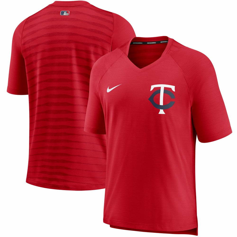 Minnesota Twins Authentic Collection Pregame Performance V-Neck T-Shirt - Red | Nike