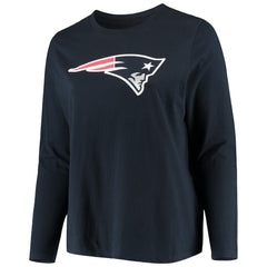 NFL New England Patriots Women's Plus Size Primary Logo Long Sleeve Scoop Neck T-Shirt
