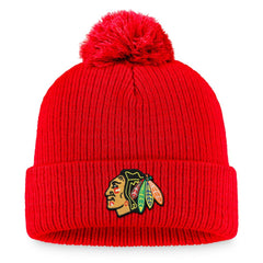 Chicago Blackhawks Fanatics Primary Logo Cuffed Knit Hat with Pom