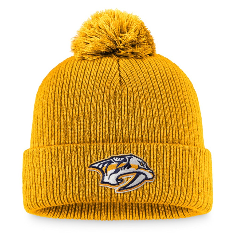 Nashville Predators Fanatics Primary Logo Cuffed Knit Hat with Pom