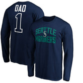 Seattle Mariners Father's Day #1 Dad Long Sleeve T-Shirt - Navy