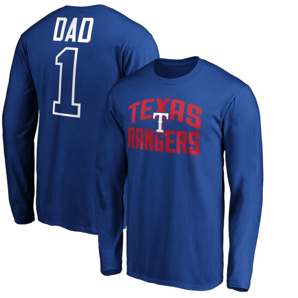Texas Rangers Father's Day #1 Dad Long Sleeve T-Shirt - Royal