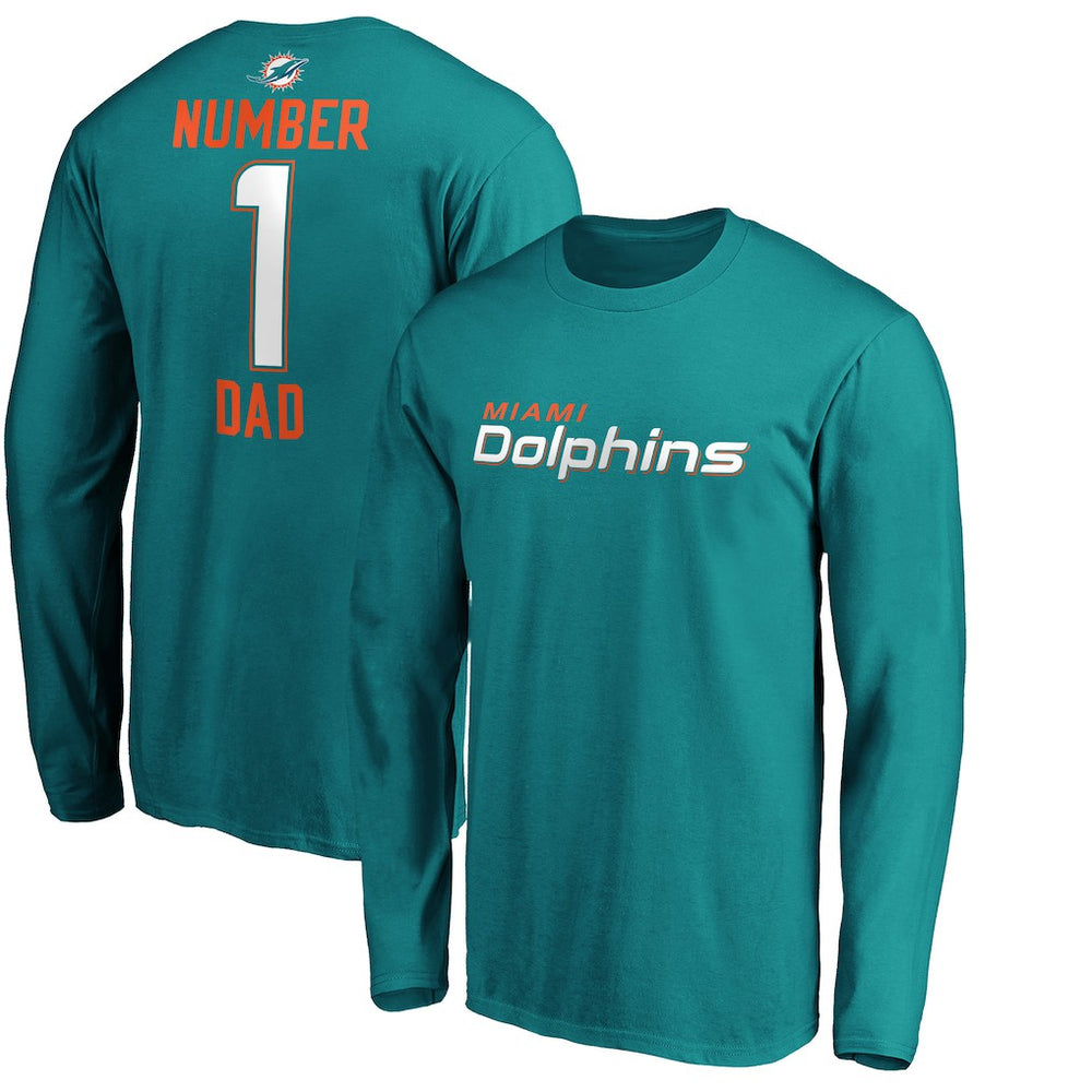 NFL Miami Dolphins #1 Dad Long Sleeve Team Logo T-Shirt