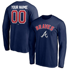 Atlanta Braves Personalized Winning Streak Name & Number Long Sleeve T-Shirt - Navy
