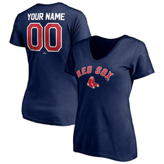 Boston Red Sox Women's Personalized Winning Streak Name & Number V-Neck T-Shirt - Navy
