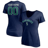 Seattle Mariners Women's Personalized Winning Streak Name & Number V-Neck T-Shirt - Navy