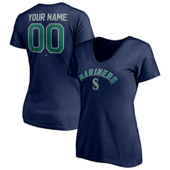 Seattle Mariners Women's Personalized Winning Streak Name & Number V-Neck T-Shirt - Navy