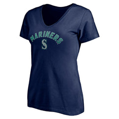 Seattle Mariners Women's Personalized Winning Streak Name & Number V-Neck T-Shirt - Navy