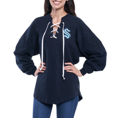 Seattle Kraken Fanatics Women's Lace Up Long Sleeve Spirit Top