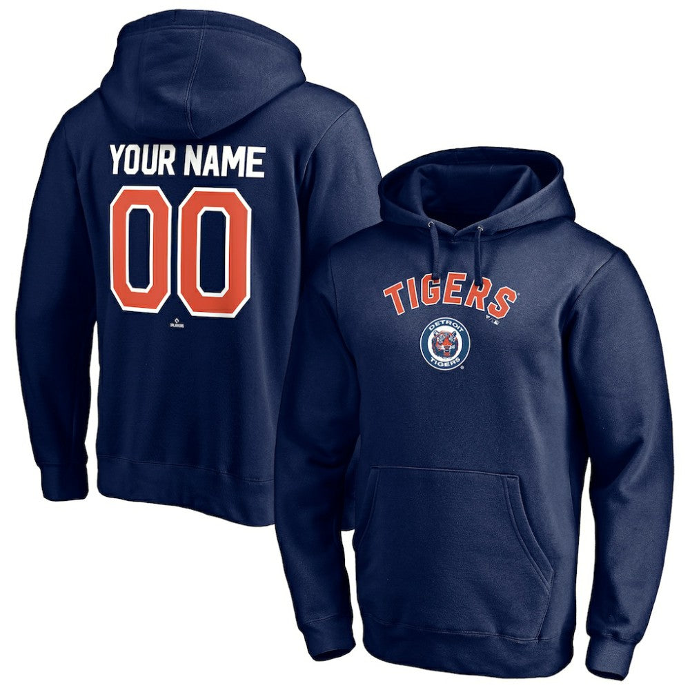 Detroit Tigers Cooperstown Winning Streak Personalized Name & Number Pullover Hoodie - Navy