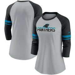 NFL Carolina Panthers Women's Stripe Mesh Nickname Tri-Blend 3/4-Sleeve T-Shirt