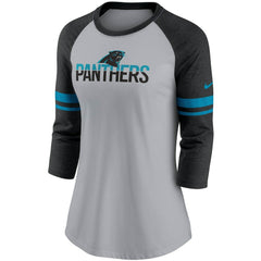 NFL Carolina Panthers Women's Stripe Mesh Nickname Tri-Blend 3/4-Sleeve T-Shirt