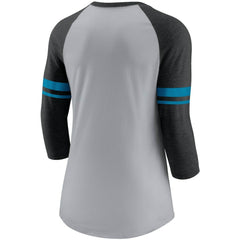 NFL Carolina Panthers Women's Stripe Mesh Nickname Tri-Blend 3/4-Sleeve T-Shirt