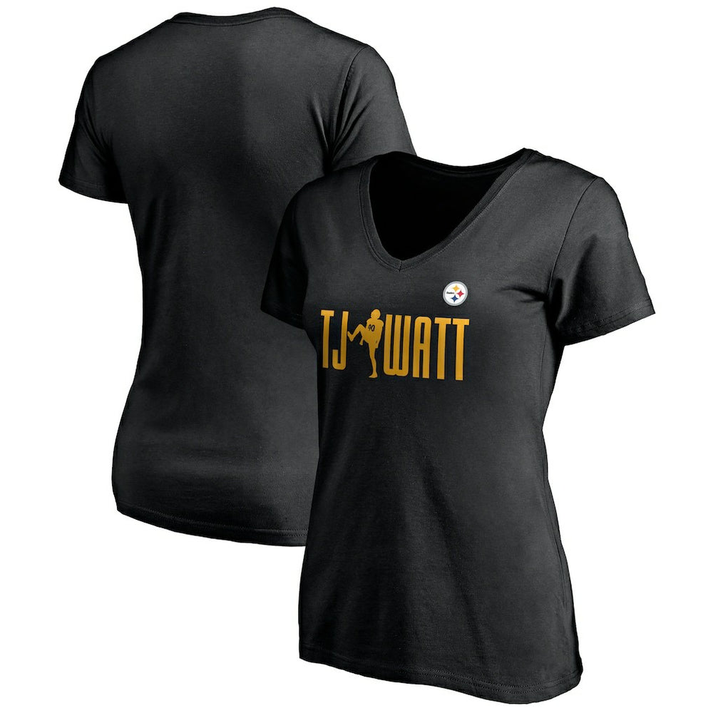 NFL Pittsburgh Steelers T.J. Watt Women's Checkdown V-Neck T-Shirt