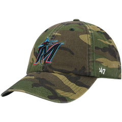 Miami Marlins Team Clean Up Adjustable Hat - Camo | 47 brand