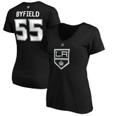 Quinton Byfield Los Angeles Kings Fanatics Women's Authentic Stack Name & Number V-Neck T-Shirt
