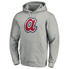 Atlanta Braves Cooperstown Collection Huntington Logo Fitted Pullover Hoodie - Heather Gray
