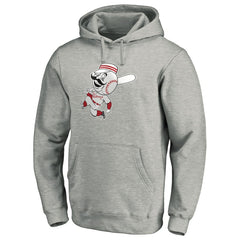 Cincinnati Reds Cooperstown Collection Huntington Logo Fitted Pullover Hoodie - Heather Gray