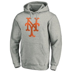 New York Mets Cooperstown Collection Huntington Logo Fitted Pullover Hoodie - Heather Gray