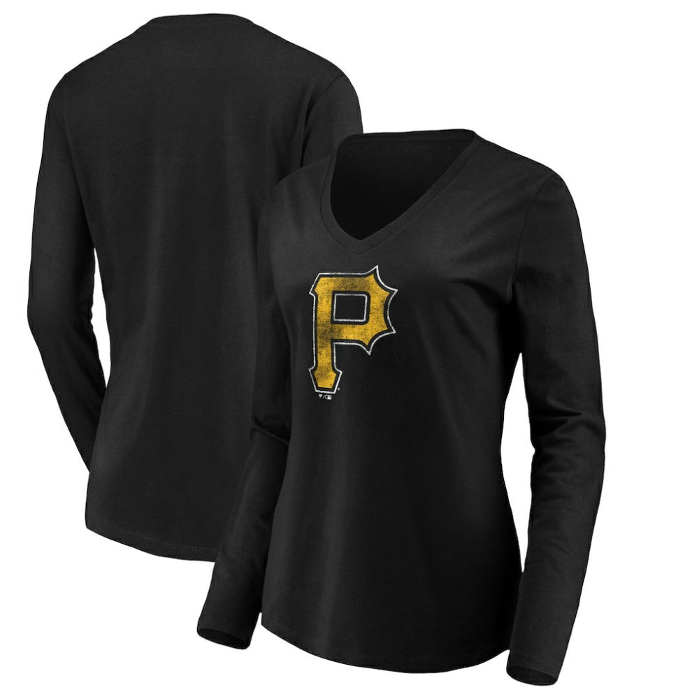 Pittsburgh Pirates Women's Core Distressed Team Long Sleeve T-Shirt - Black