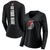 Portland Trail Blazers Women's Playmaker Personalized Name & Number Long Sleeve V-Neck T-Shirt - Black online