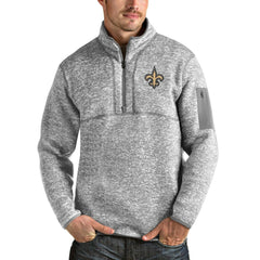NFL New Orleans Saints Antigua Team Logo Fortune Quarter-Zip Pullover Jacket