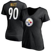 NFL Pittsburgh Steelers T.J. Watt Women's Player Icon Name & Number V-Neck T-Shirt
