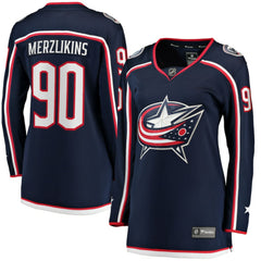 Elvis Merzlikins Columbus Blue Jackets Fanatics Women's Home Breakaway Jersey