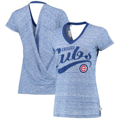Chicago Cubs Touch Women's Hail Mary V-Neck Back Wrap T-Shirt - Royal