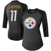 NFL Pittsburgh Steelers Chase Claypool Women's Team Player Name & Number Tri-Blend Raglan 3/4-Sleeve T-Shirt