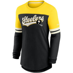 NFL Pittsburgh Steelers Women's Retro Script Performance Tri-Blend Long Sleeve T-Shirt