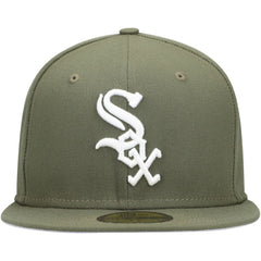 Chicago White Sox White Logo 59FIFTY Fitted Hat - Olive | New Era