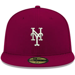 New York Mets White Logo 59FIFTY Fitted Hat - Cardinal | New Era