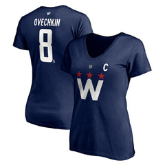 Alexander Ovechkin Washington Capitals Fanatics Women's Authentic Stack Name & Number V-Neck T-Shirt