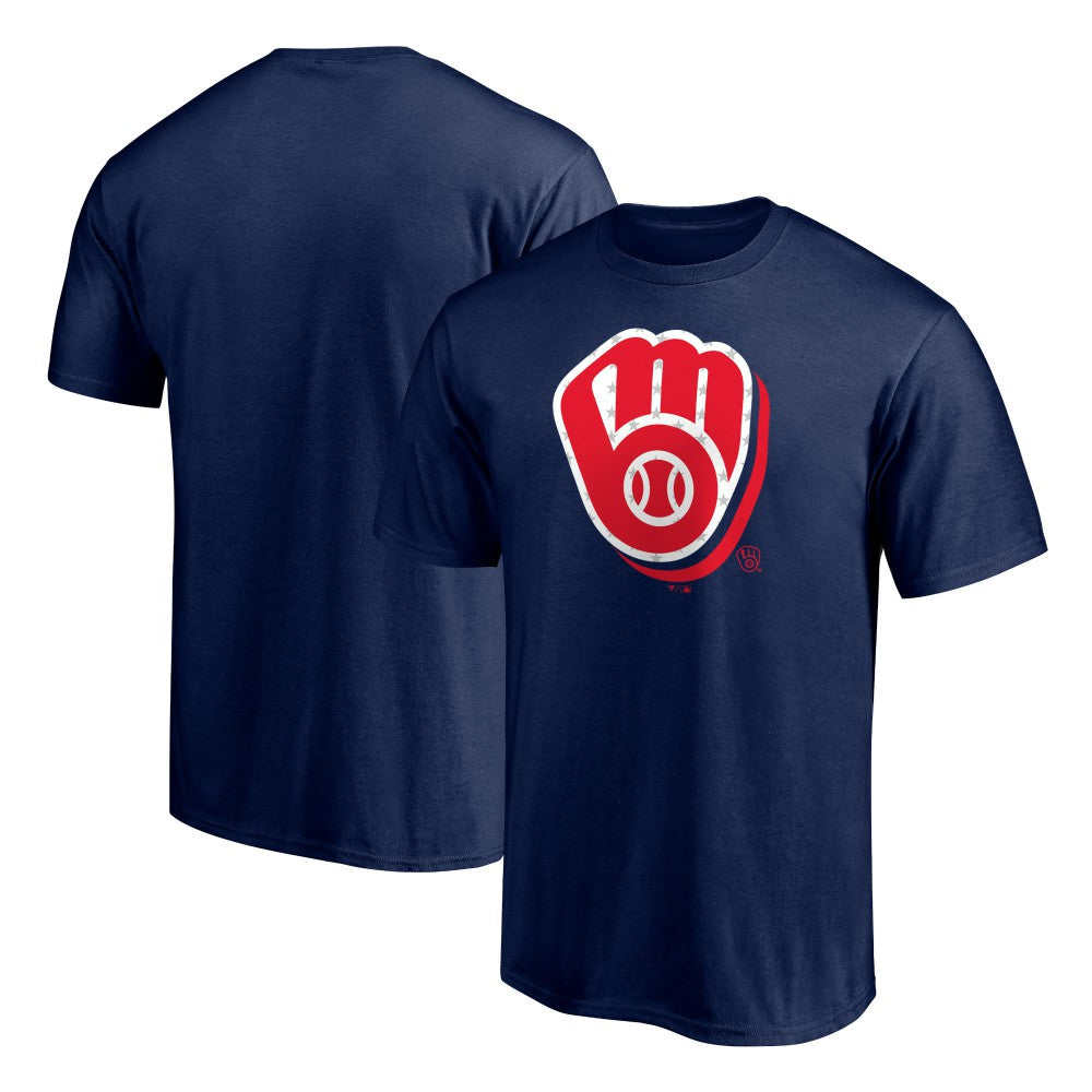 Milwaukee Brewers Red White and Team T-Shirt - Navy