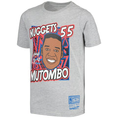 Dikembe Mutombo Denver Nuggets Youth Hardwood Classics King of the Court Player T-Shirt sale - Gray | Mitchell & Ness shop